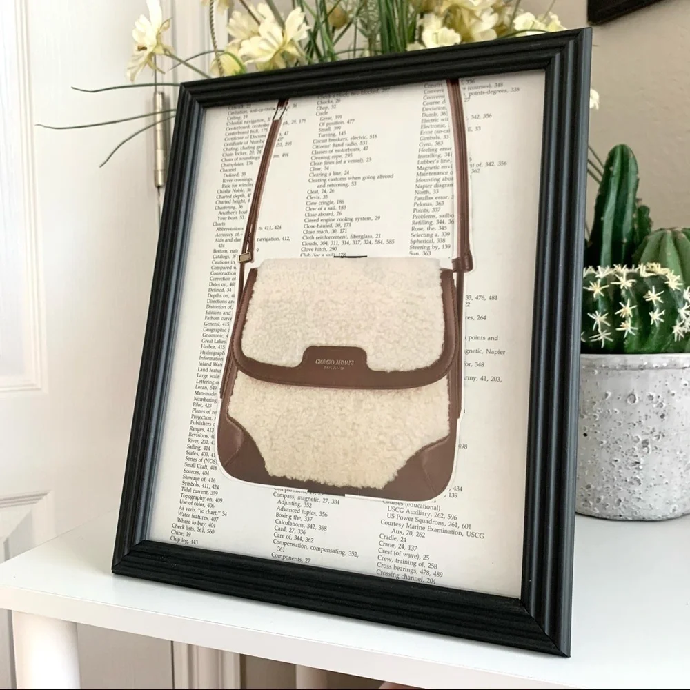 Giorgio Armani Bag Collage Wall Art Neutral Fashion Print Chic Decor